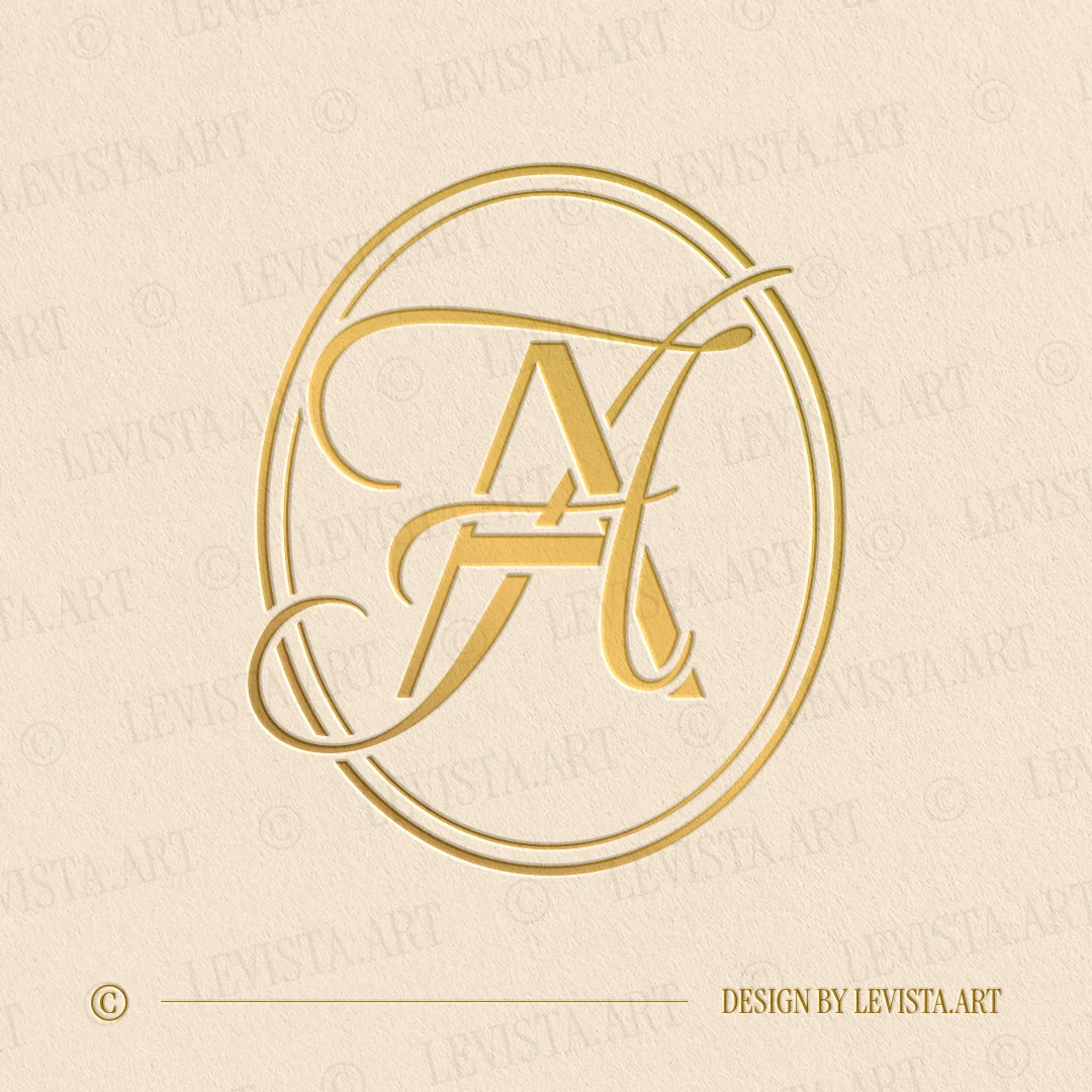 Gold AA Monogram as a classic letter logo style for wedding stationery, invitations, and premium branding