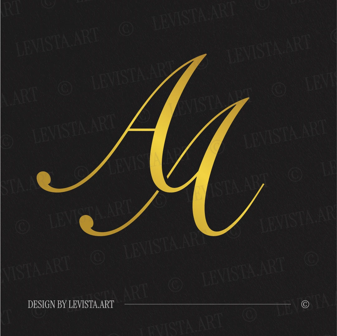 Gold AA monogram as minimalist wedding design for sophisticated stationery and premium personal branding